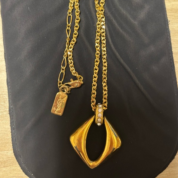 Yves Saint Laurent Vintage Gold Geometric Pendant Necklace - Picture 5 of 8